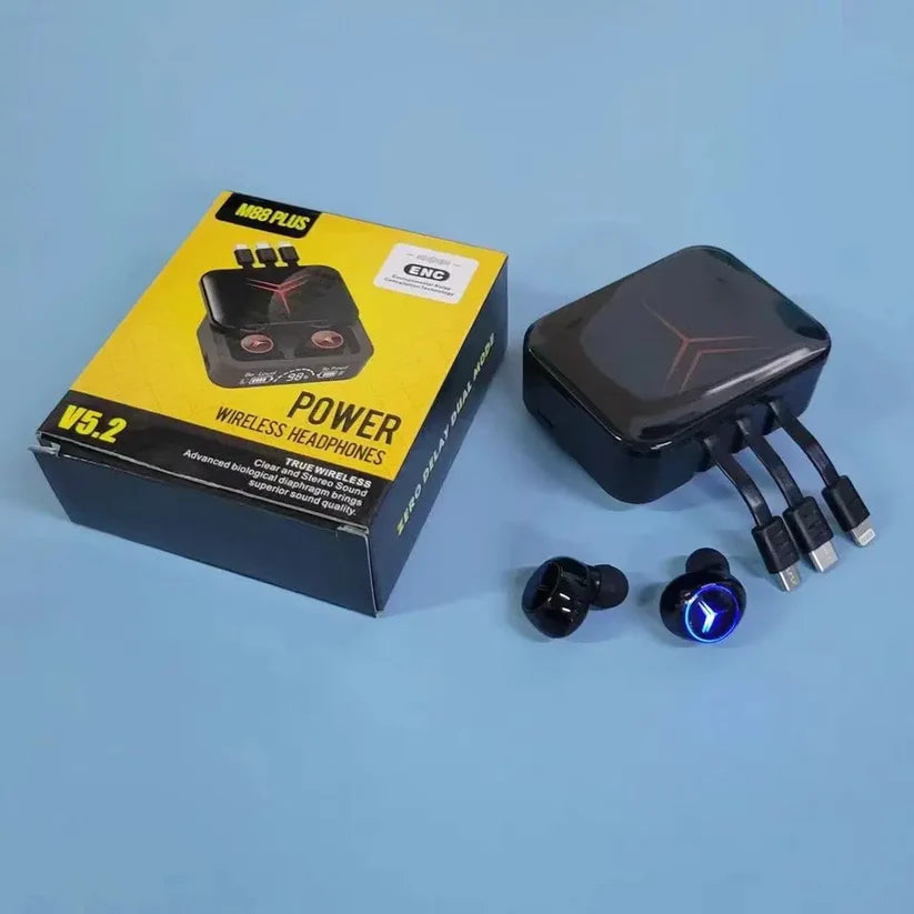 Power bank M88 Plus con auriculares Bluetooth integrados