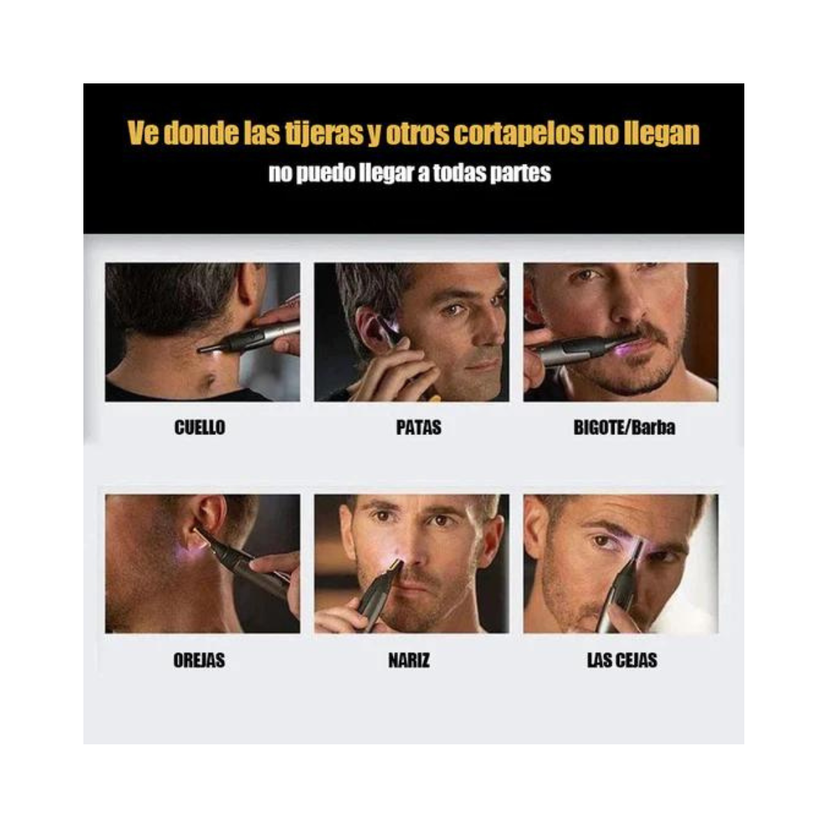 Recortadora eléctrica cejas cabezal rotación 15° sin dolor