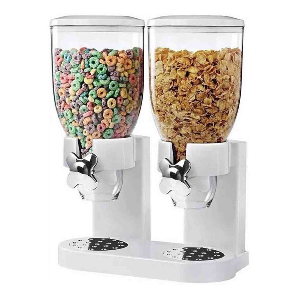 Dispensador doble cereales granos organizador cocina transparente