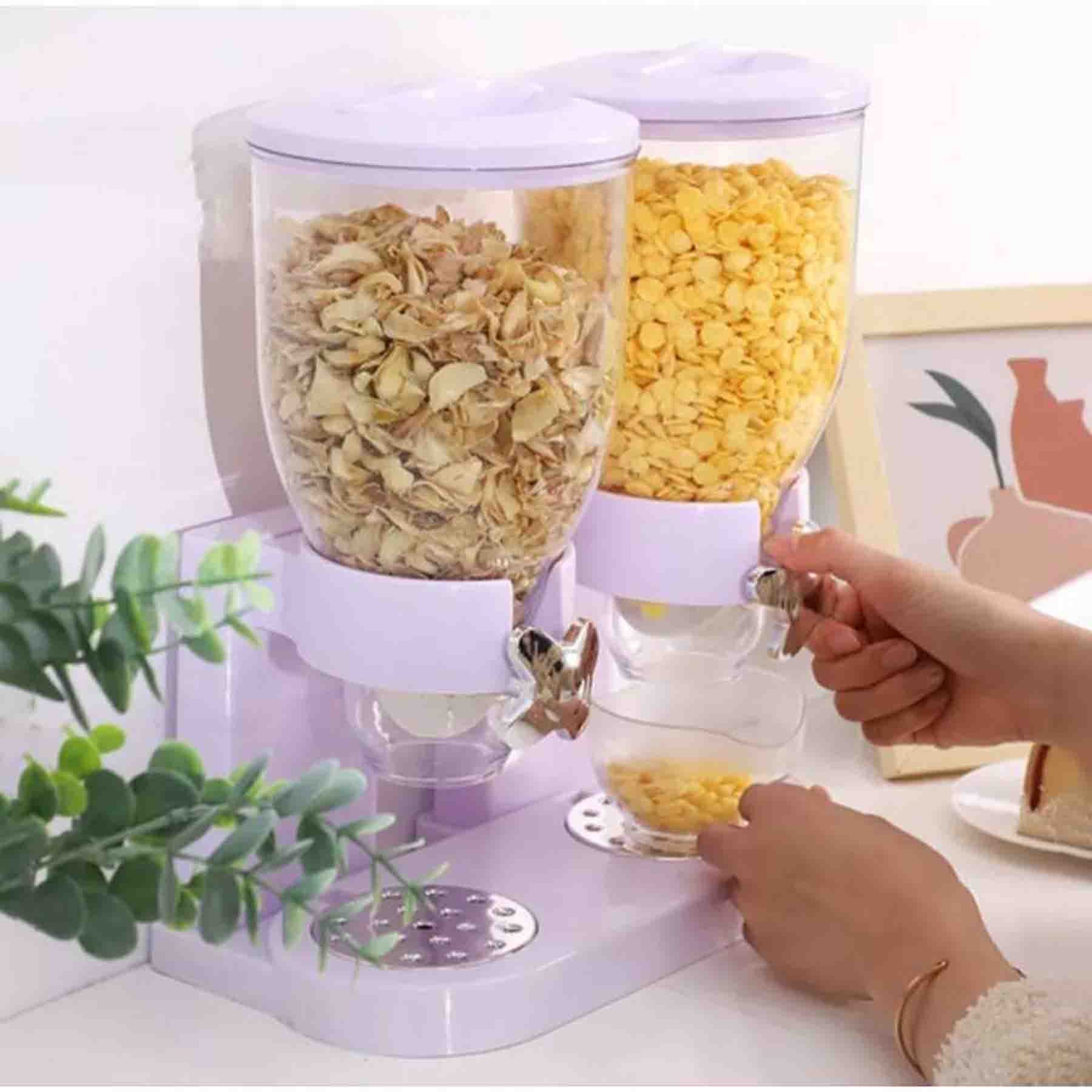 Dispensador cereal doble perilla giratoria porción exacta