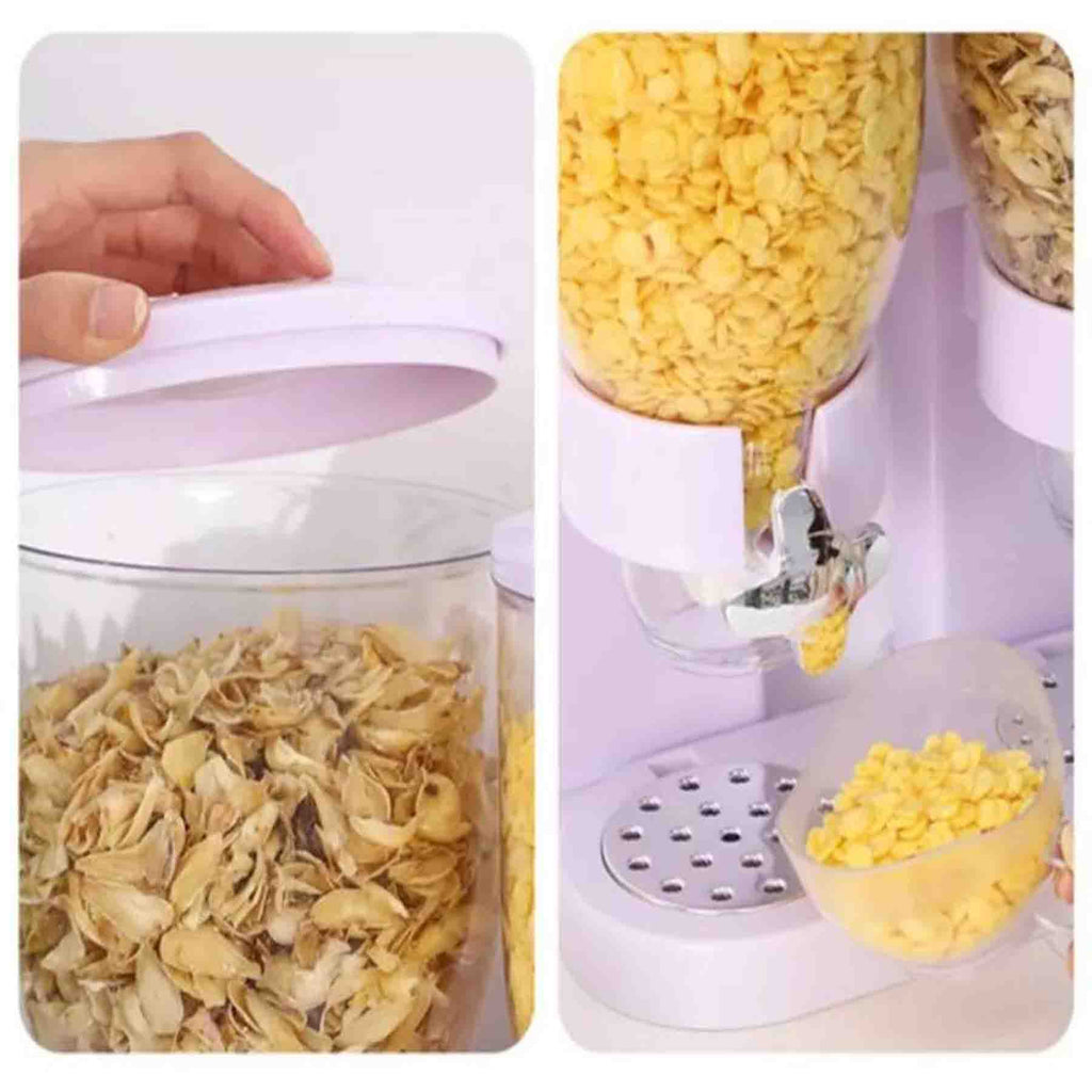 Dispensador alimentos secos doble contenedor hogar moderno