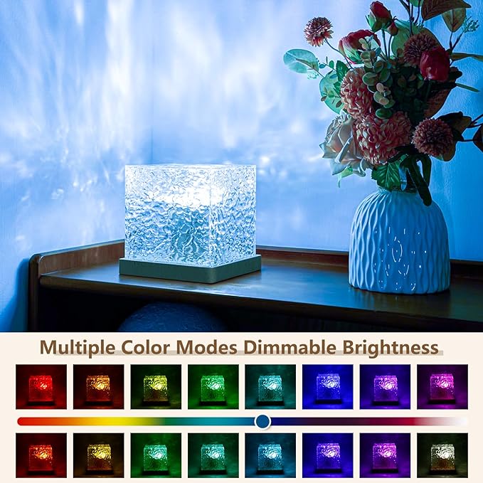 Lámpara cristal proyección 3D ondas oceánicas decoración hogar