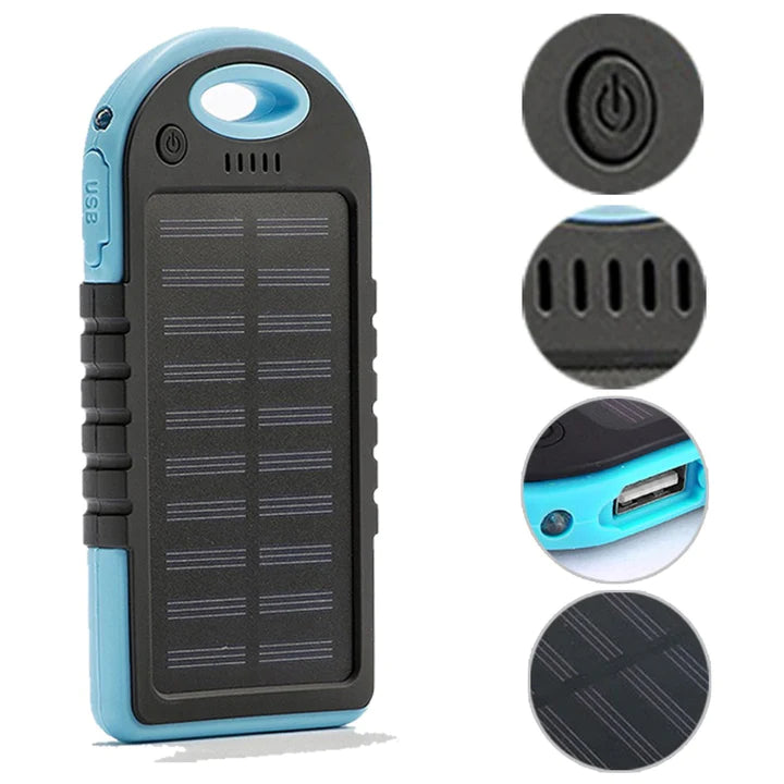 Cargador solar power bank portátil con linterna y brújula