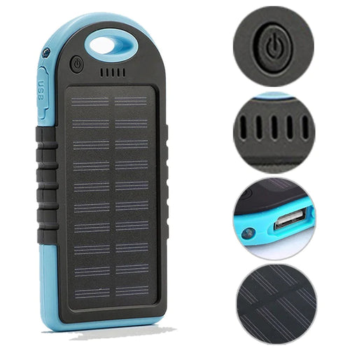 Cargador solar power bank portátil con linterna y brújula