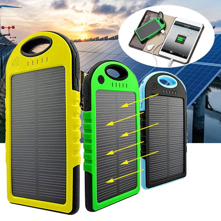 Cargador solar power bank portátil con linterna y brújula
