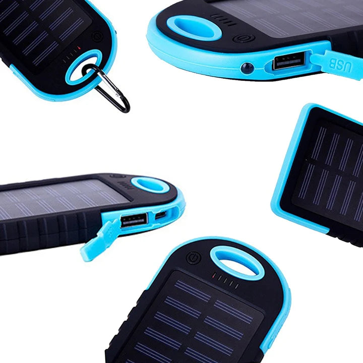 Cargador solar power bank portátil con linterna y brújula