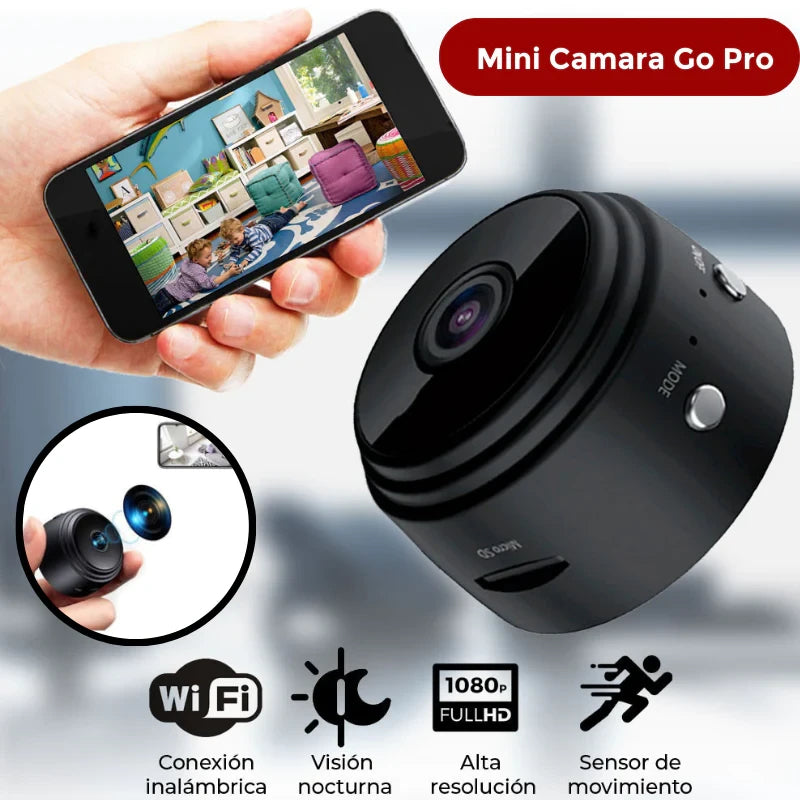 Mini cámara WiFi Go PRO — vista principal negra