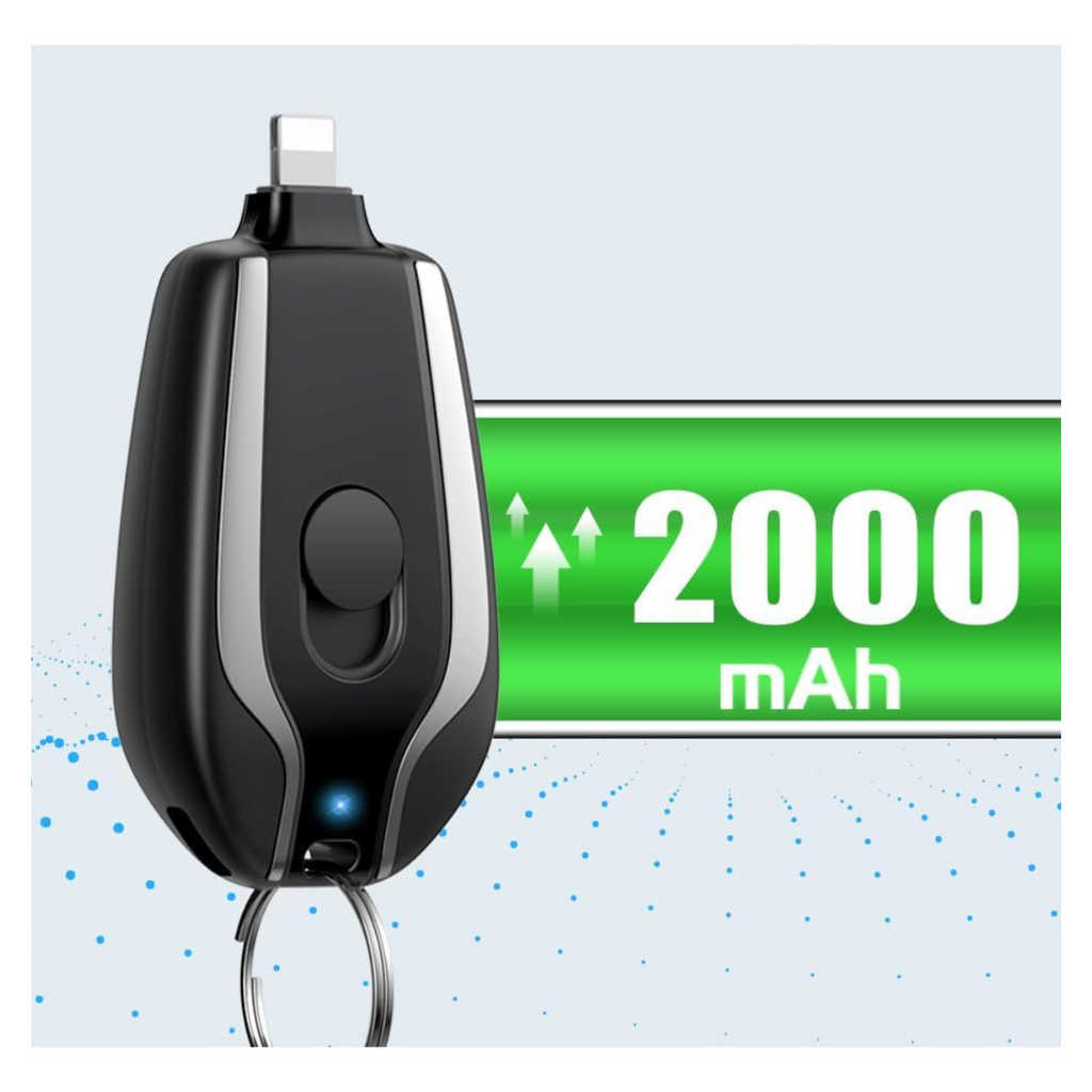 Llavero power bank 2000mAh resistente al agua con mosquetón