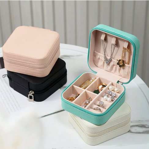 Joyero Organizador de Viaje - Cuero PU con Espejo y Múltiples Compartimentos