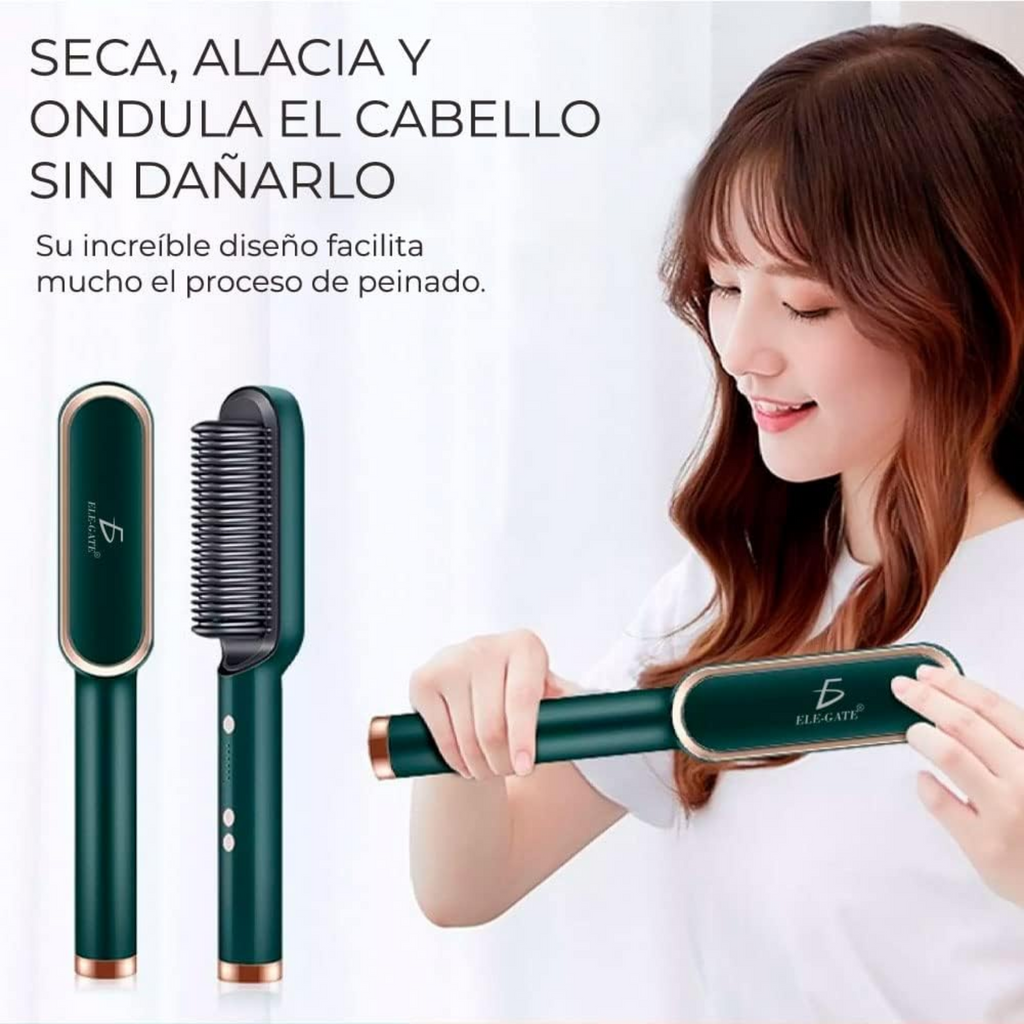 Cepillo alisador 2 en 1 — resultado cabello liso