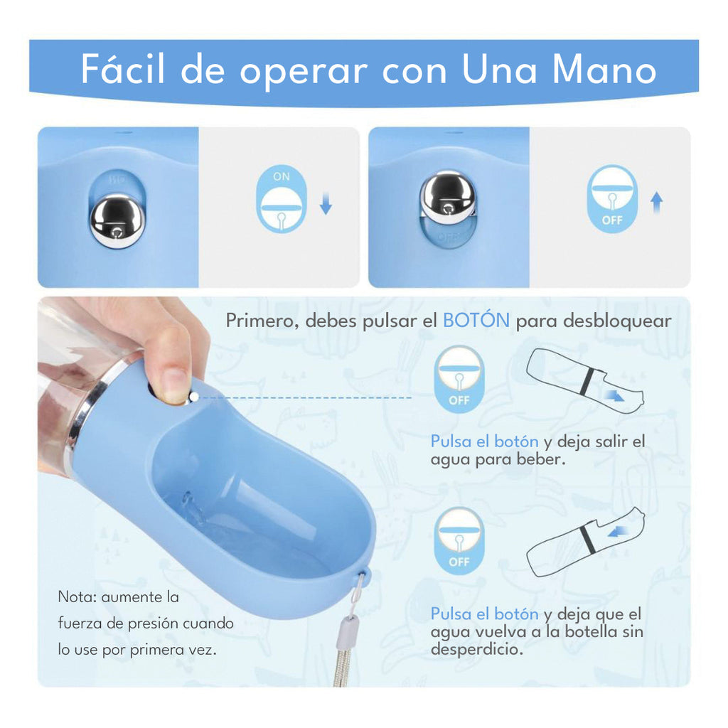 Dispensador de Agua Portátil para Mascotas | 500ml Pro Outdoor