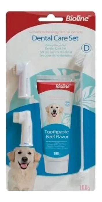 Set cuidado dental para perros sabor carne Bio Line