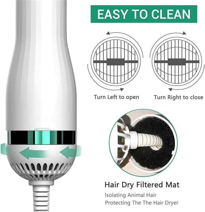 Cepillo y Secador de Mascotas 2 en 1 | 300W con Peine de Acero