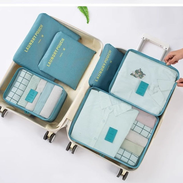 Set 6 Bolsas Organizadoras para Viaje - Malla + Compresión Impermeable