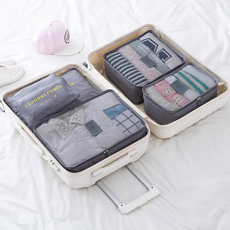 Set 6 Bolsas Organizadoras para Viaje - Malla + Compresión Impermeable