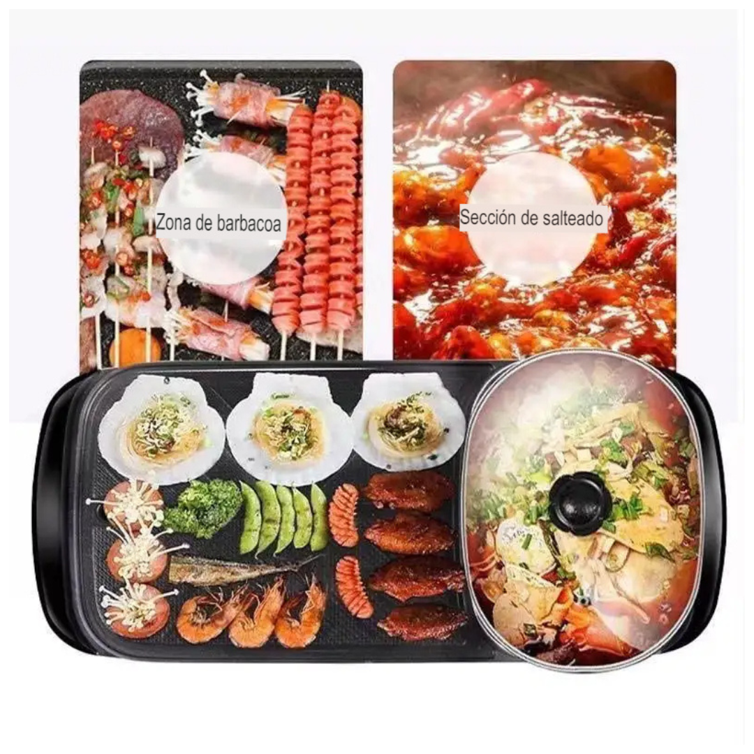 Plancha eléctrica zona BBQ superficie antiadherente amplia