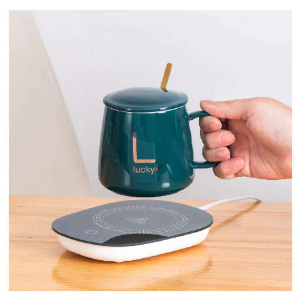 Set taza calentadora USB antideslizante para café y té