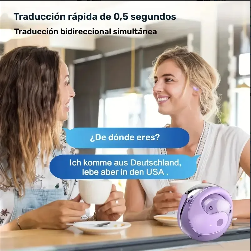 Audífonos traductores inalámbricos con IA más de 75 idiomas