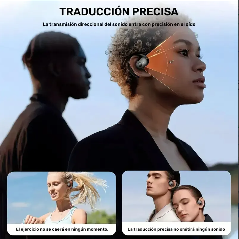 Audífonos traductores inalámbricos con IA más de 75 idiomas