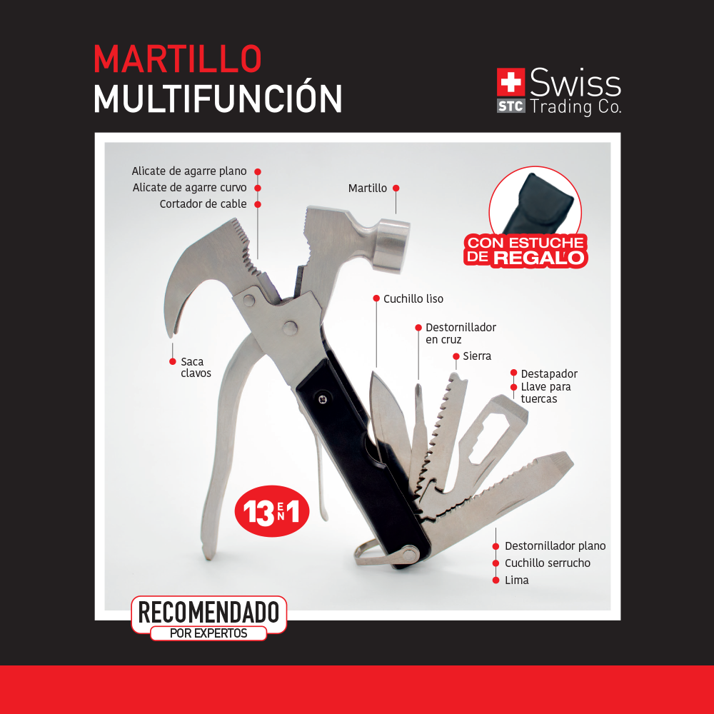 Martillo Multifunción 13 en 1 Compacto
