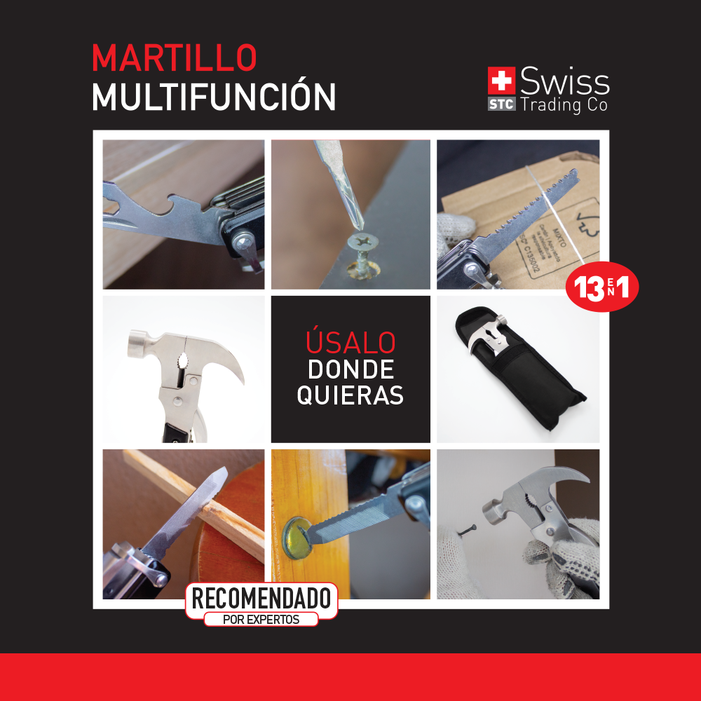Martillo Multifunción 13 en 1 Compacto