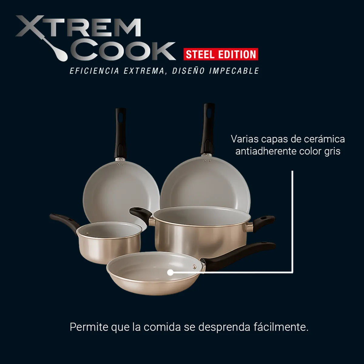 Batería de Cocina Xtrem Cook Steel 6 pz