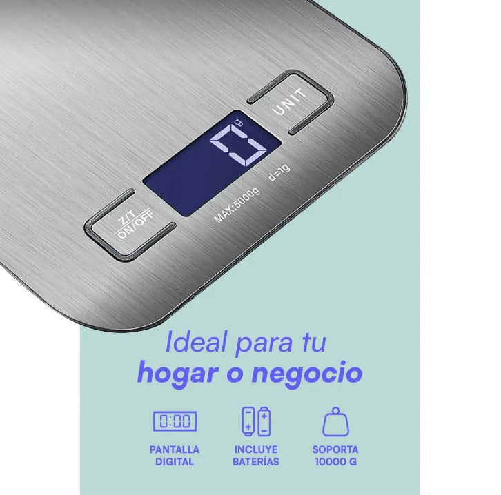 Báscula electrónica de cocina gris 10kg