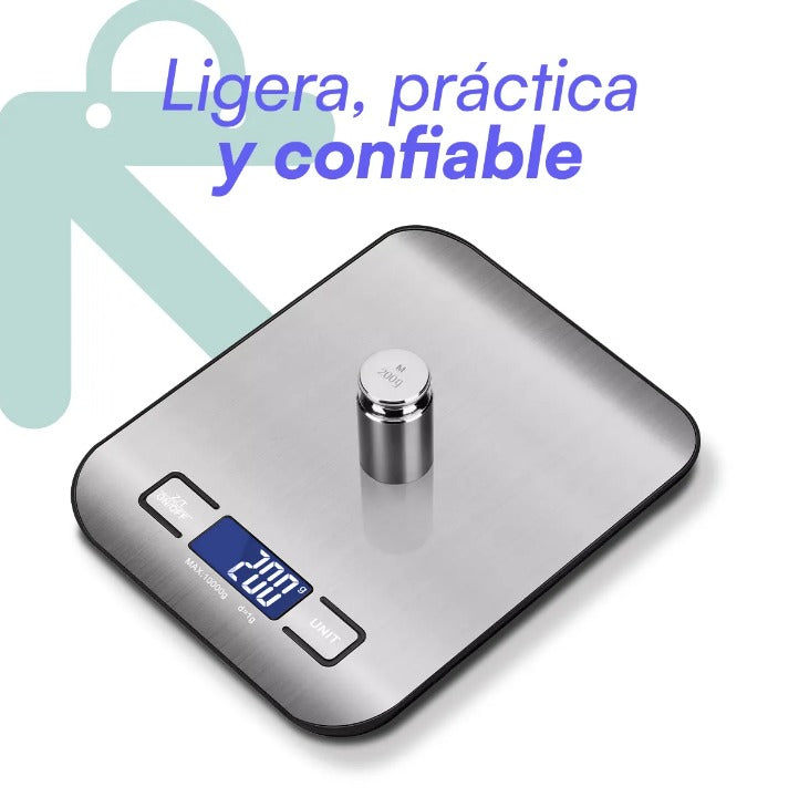 Báscula electrónica de cocina gris 10kg