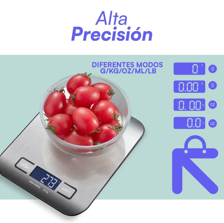 Báscula electrónica de cocina gris 10kg