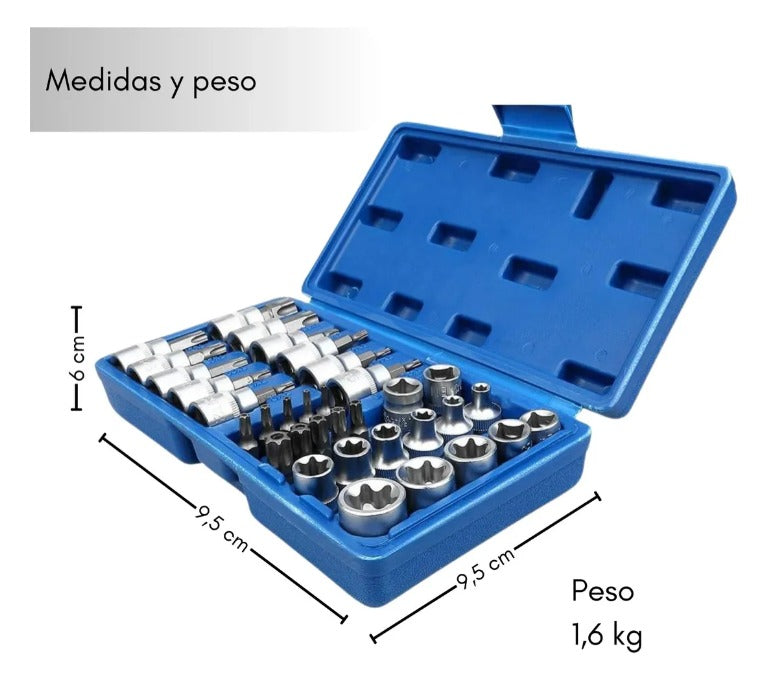 Juego Dados Hembra Macho 34 Piezas 3/8