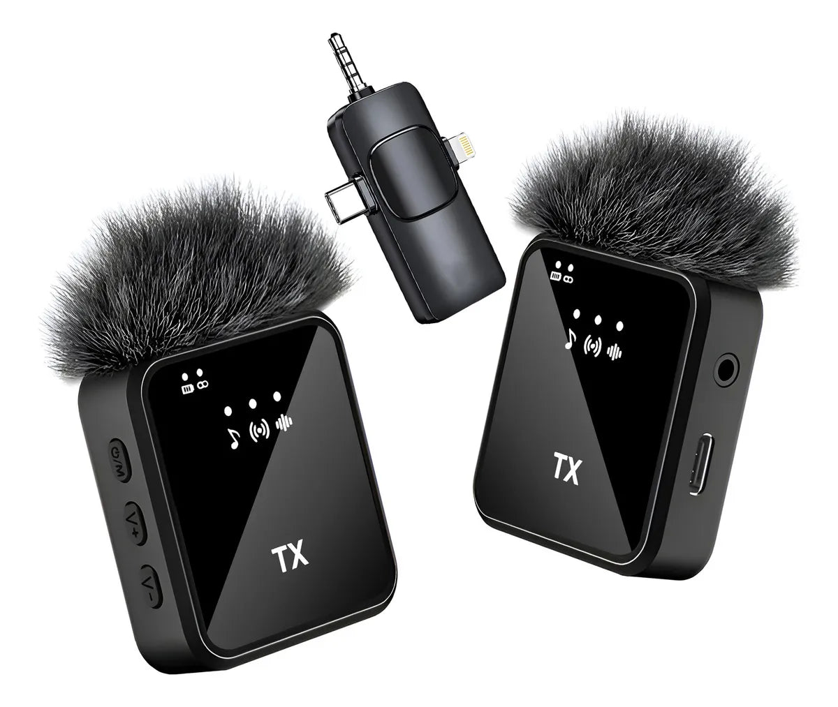 Pack 2 micrófonos inalámbricos 3 en 1 con receptor Tipo C