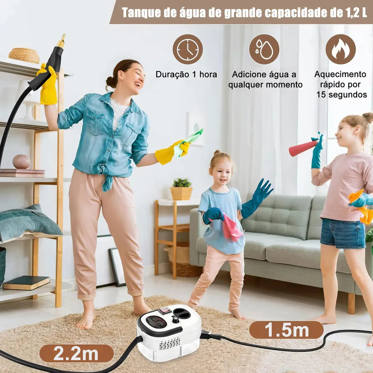 Limpiador vapor — boquilla codo en azulejos de baño