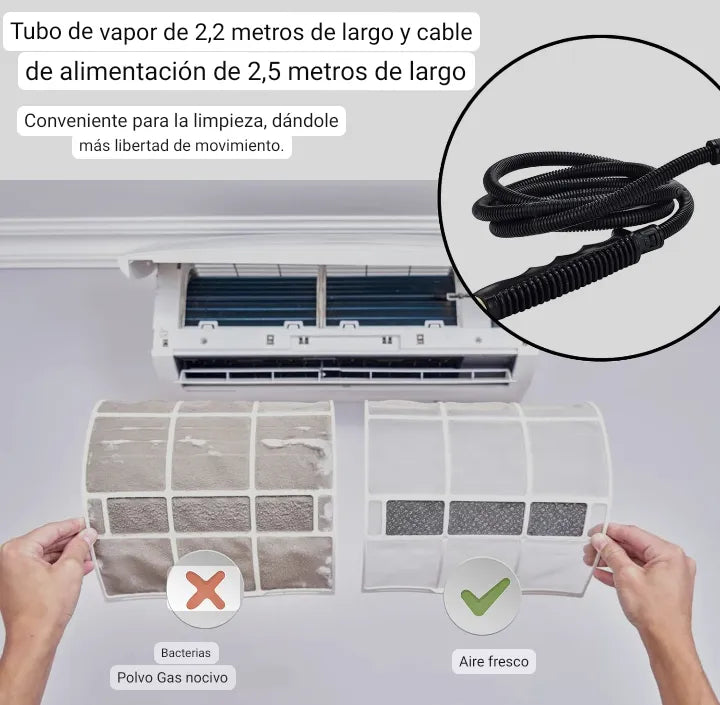 Limpiador vapor portátil — limpieza interior vehículo