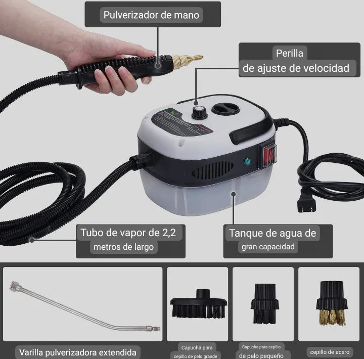 Kit accesorios limpiador vapor — 6 boquillas y cepillos