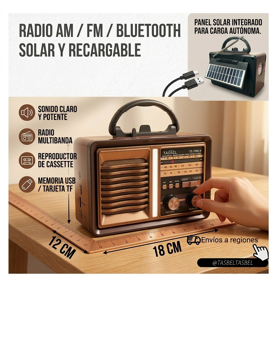 Radio solar recargable bluetooth