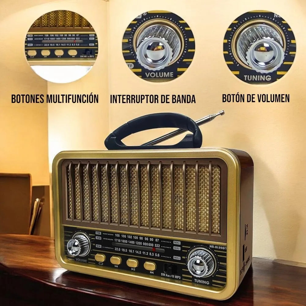Radio portatil bt recargable y pilas