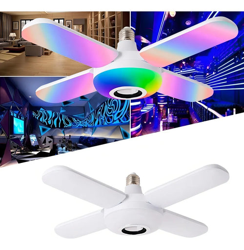 Ampolleta parlante Bluetooth 4 aspas LED RGB E27