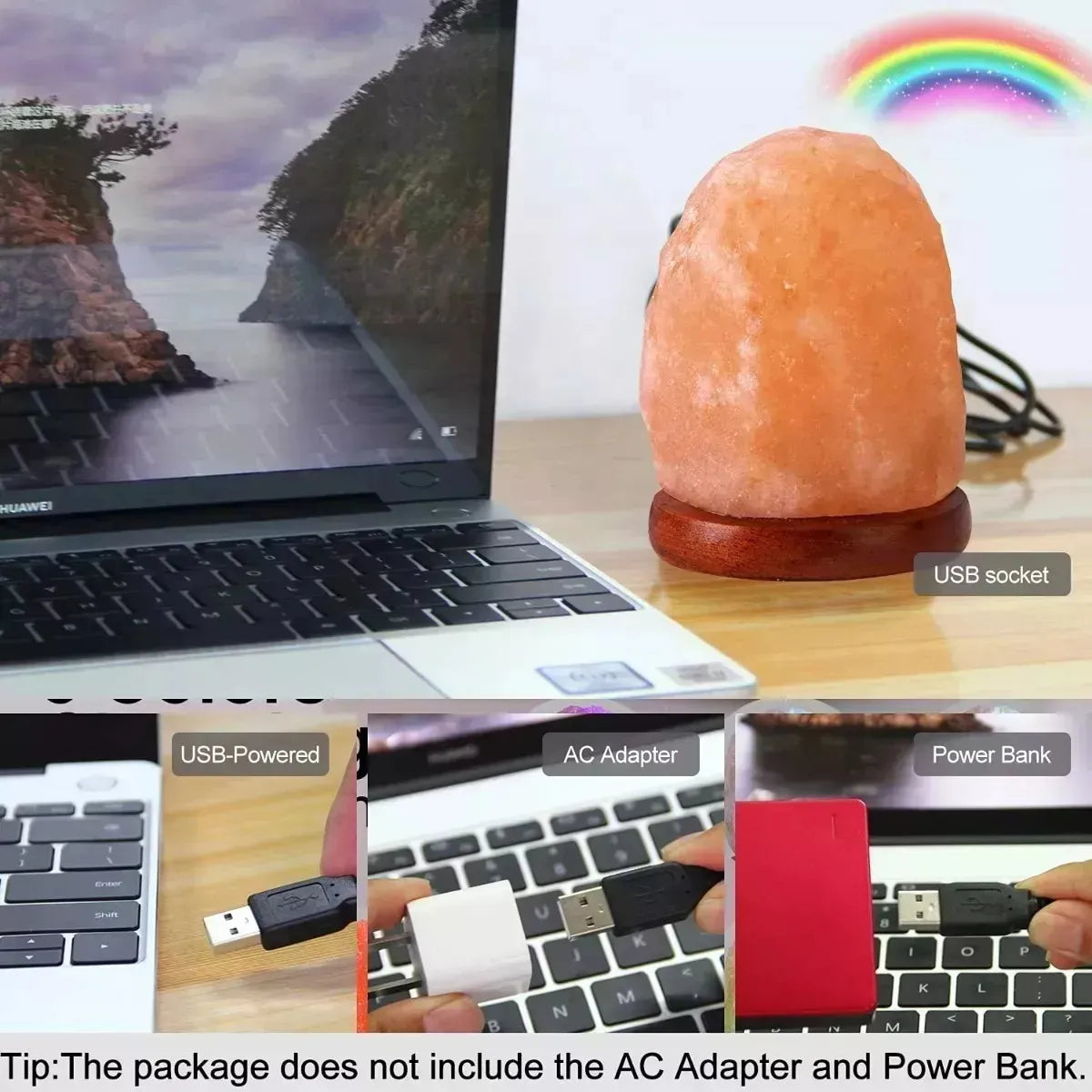 Lámpara Sal Himalaya Piedra 7 colores