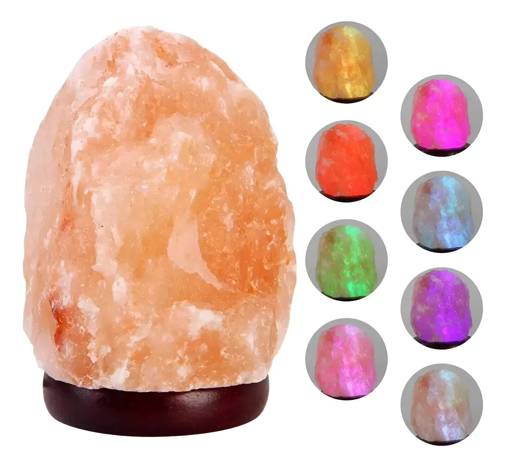 Lámpara Sal Himalaya Piedra 7 colores