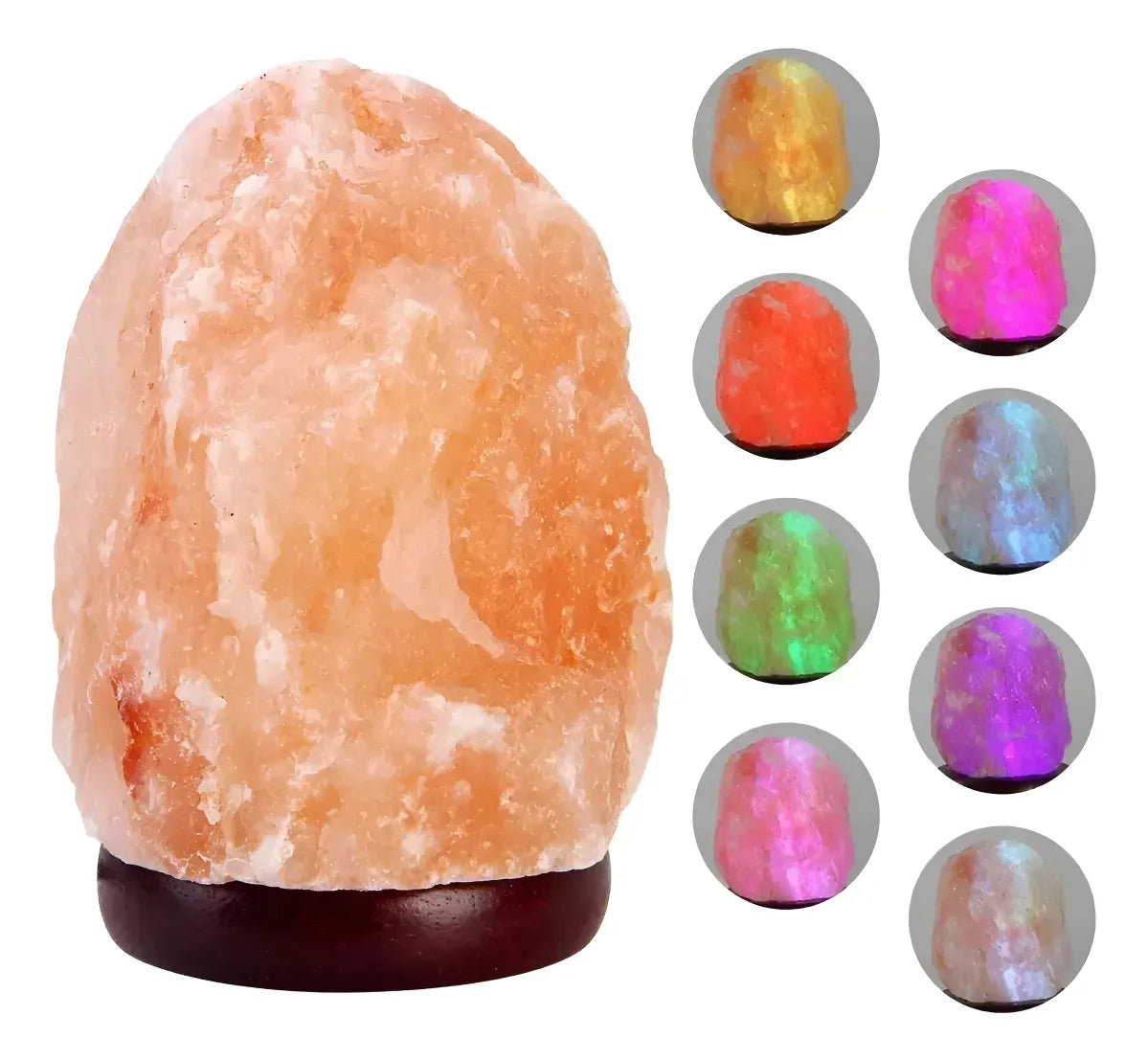 Lámpara Sal Himalaya Piedra 7 colores