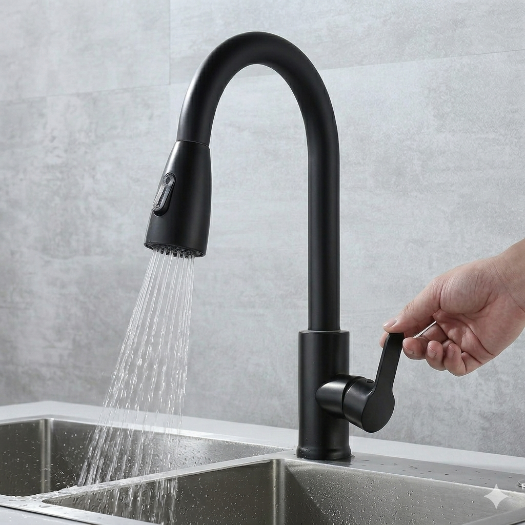 Grifo cocina extraible negro mate