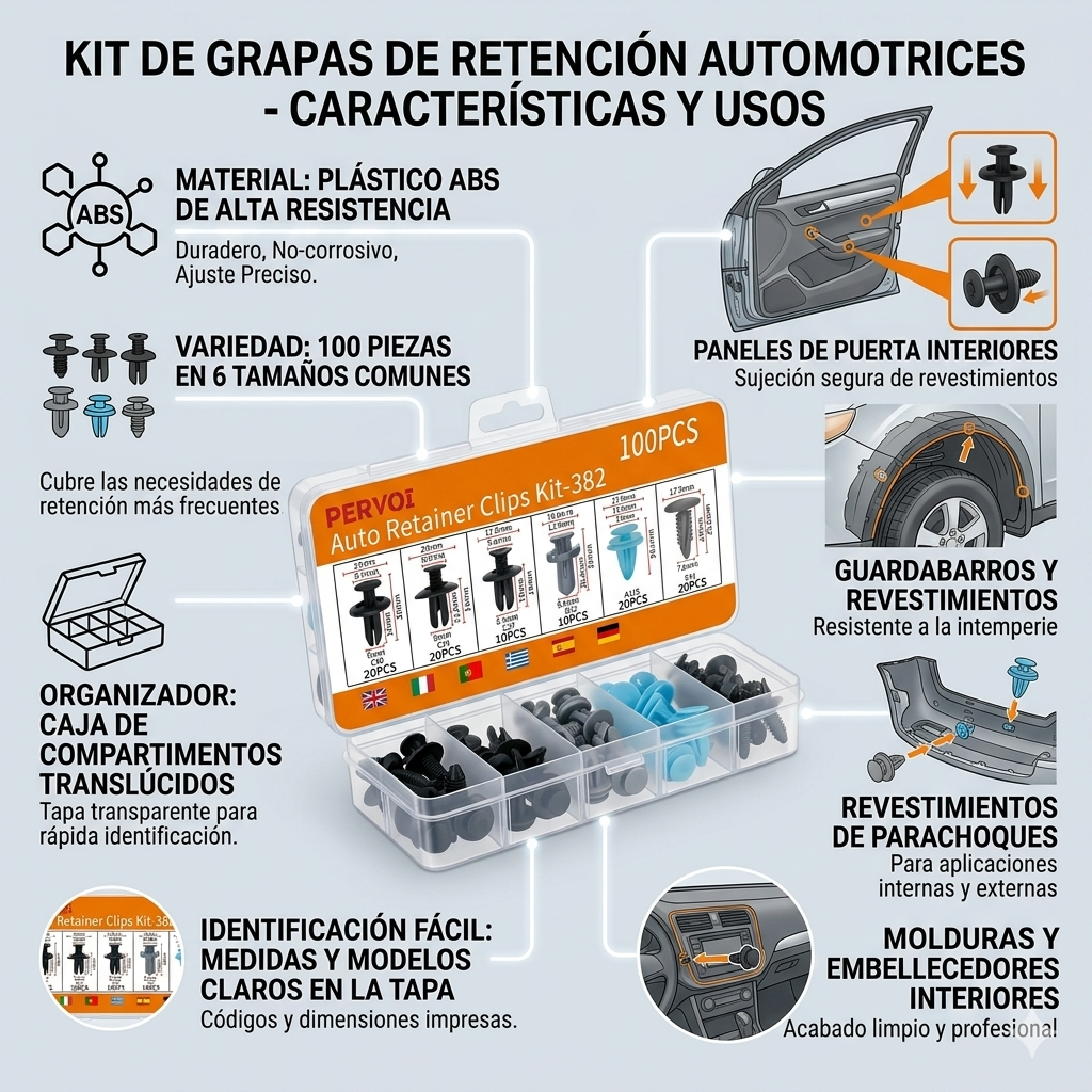 Kit Clips Plásticos Universales Vehículo