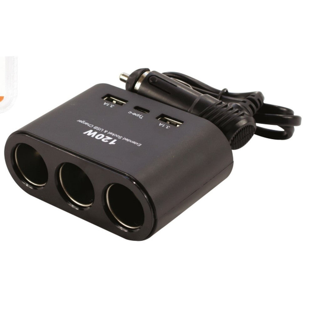 Encendedor Triple Adaptador Usb 120w