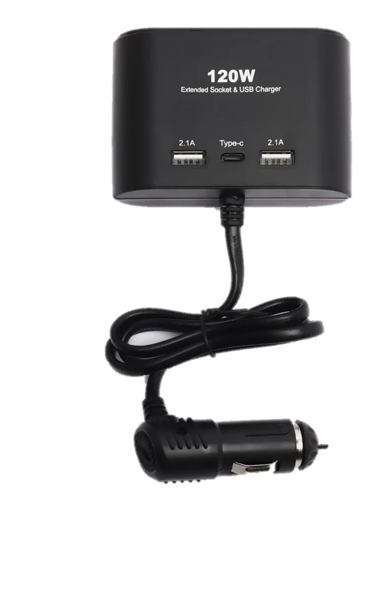 Encendedor Triple Adaptador Usb 120w