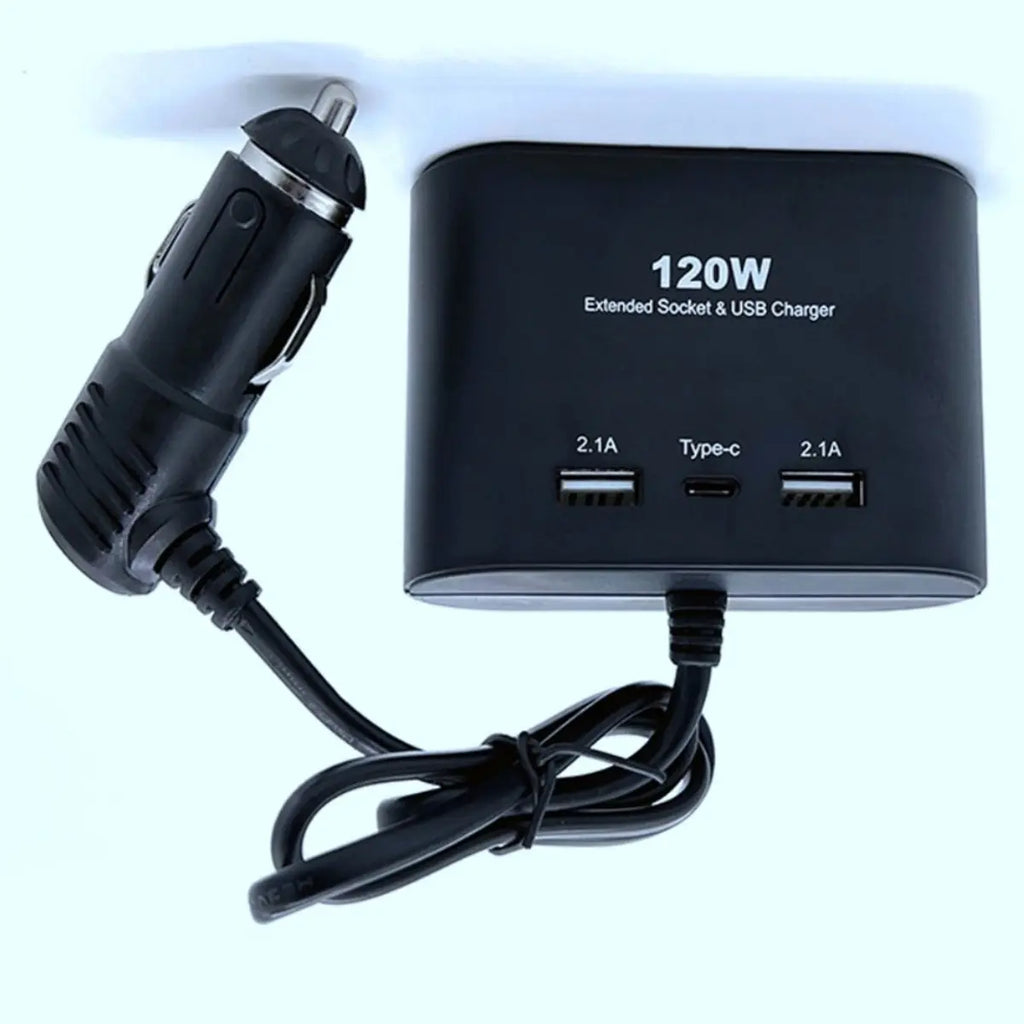 Encendedor Triple Adaptador Usb 120w