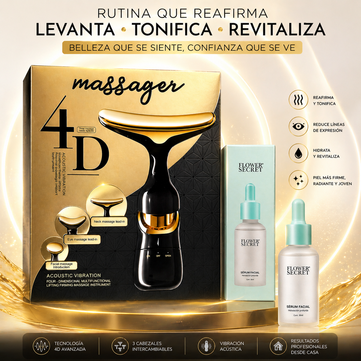 Masajeador y Serum Facial Con Acido H