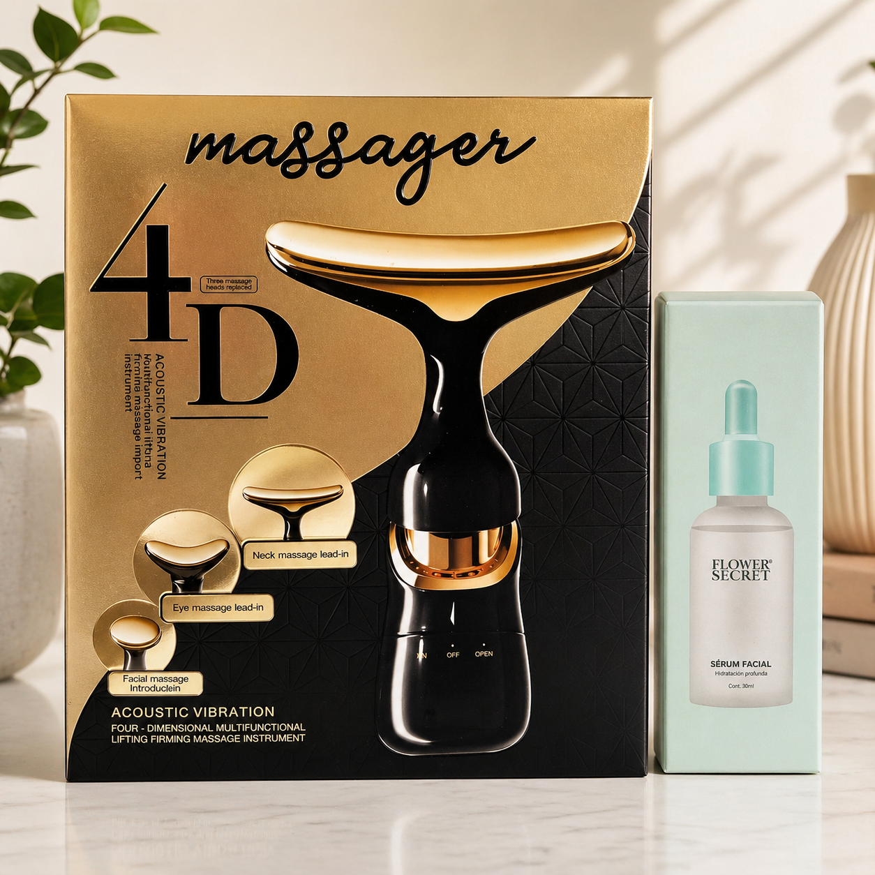 Masajeador y Serum Facial Con Acido H