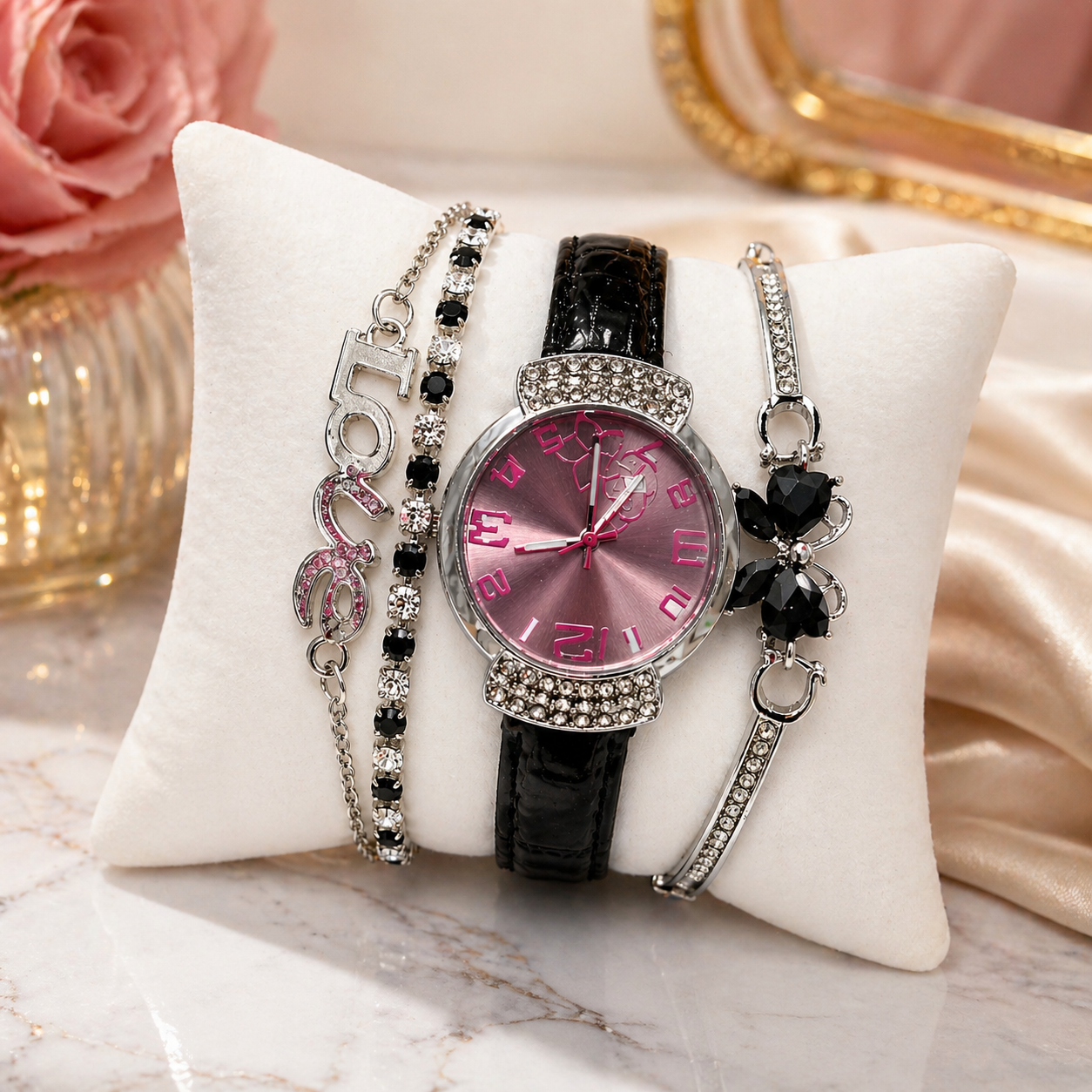 Set Reloj Mujer con Pulseras Elegantes