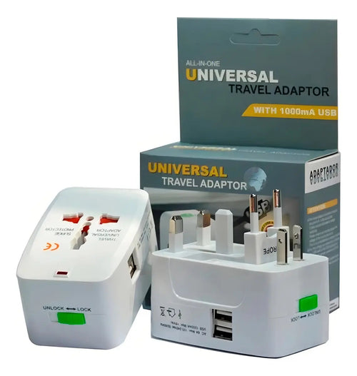 Adaptador enchufe universal para viaje compatible con todo el mundo