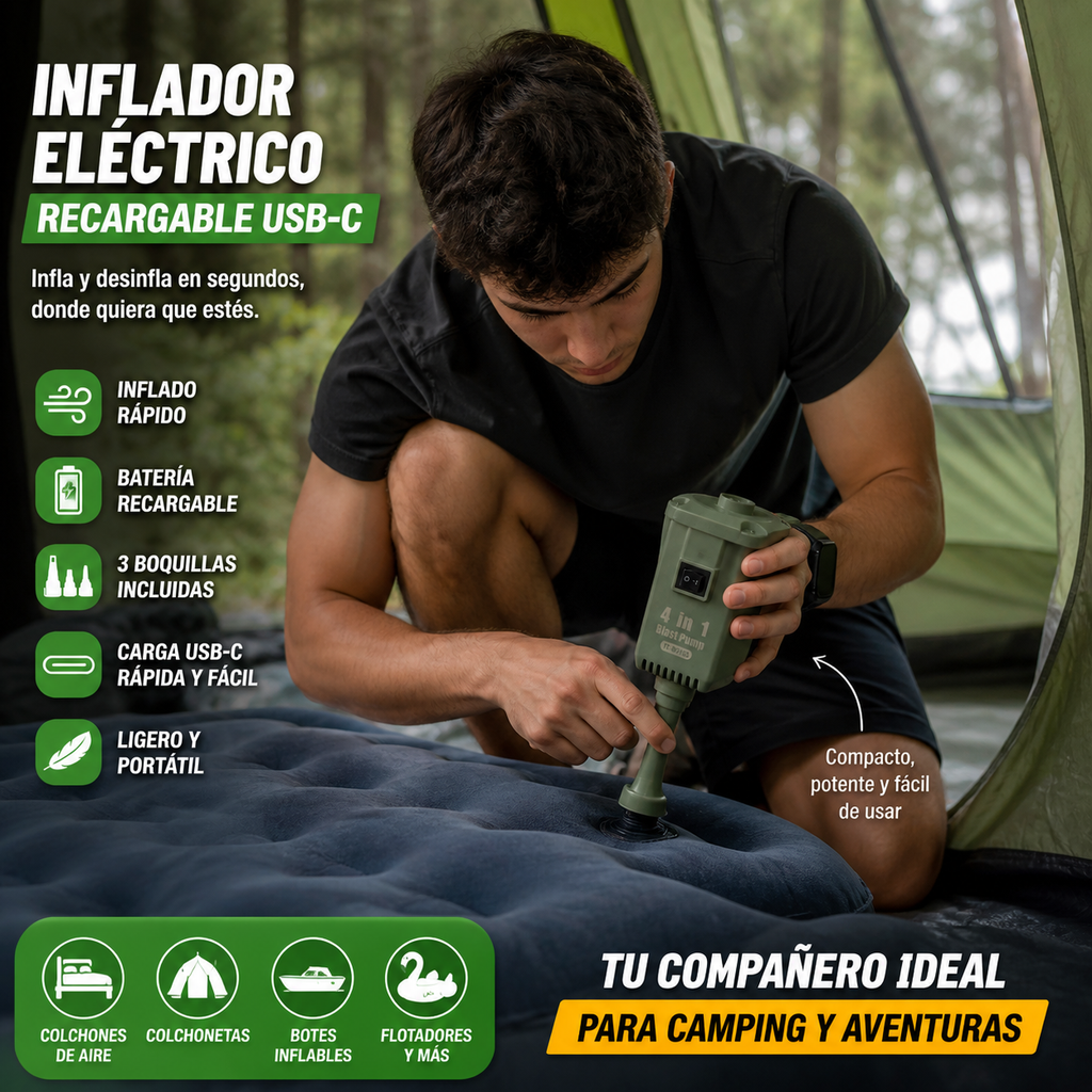 Inflador Eléctrico Recargable Usb-c
